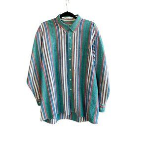 Vintage 90s Boulevard Cotton Club Men's Colorful Striped Button Down Shirt